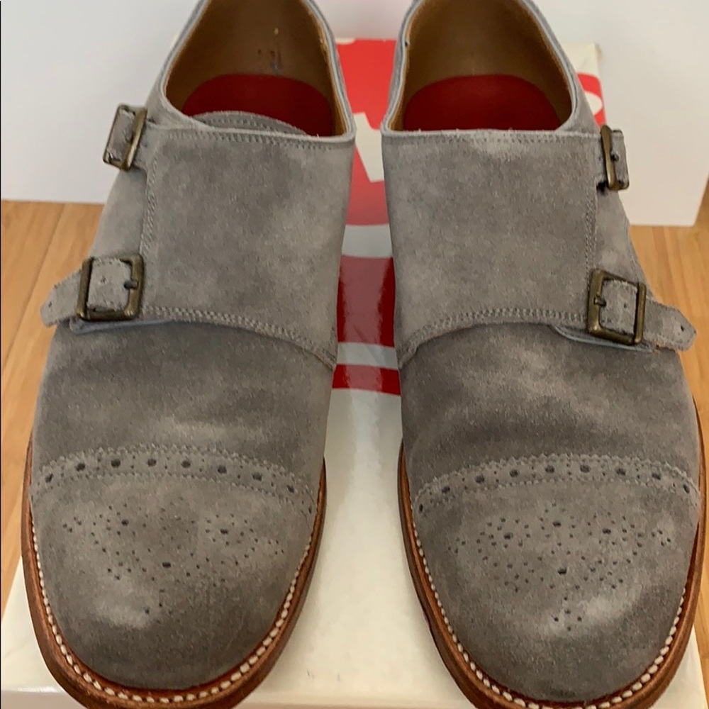 Authentic Grenson grey suede double monks